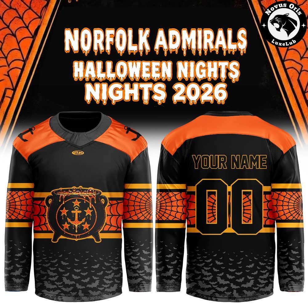 Norfolk Admirals Halloween Night 2026 Custom Hockey Jersey 1 - Unicasport Norfolk Admirals Halloween Night 2026 Custom Hockey Jersey