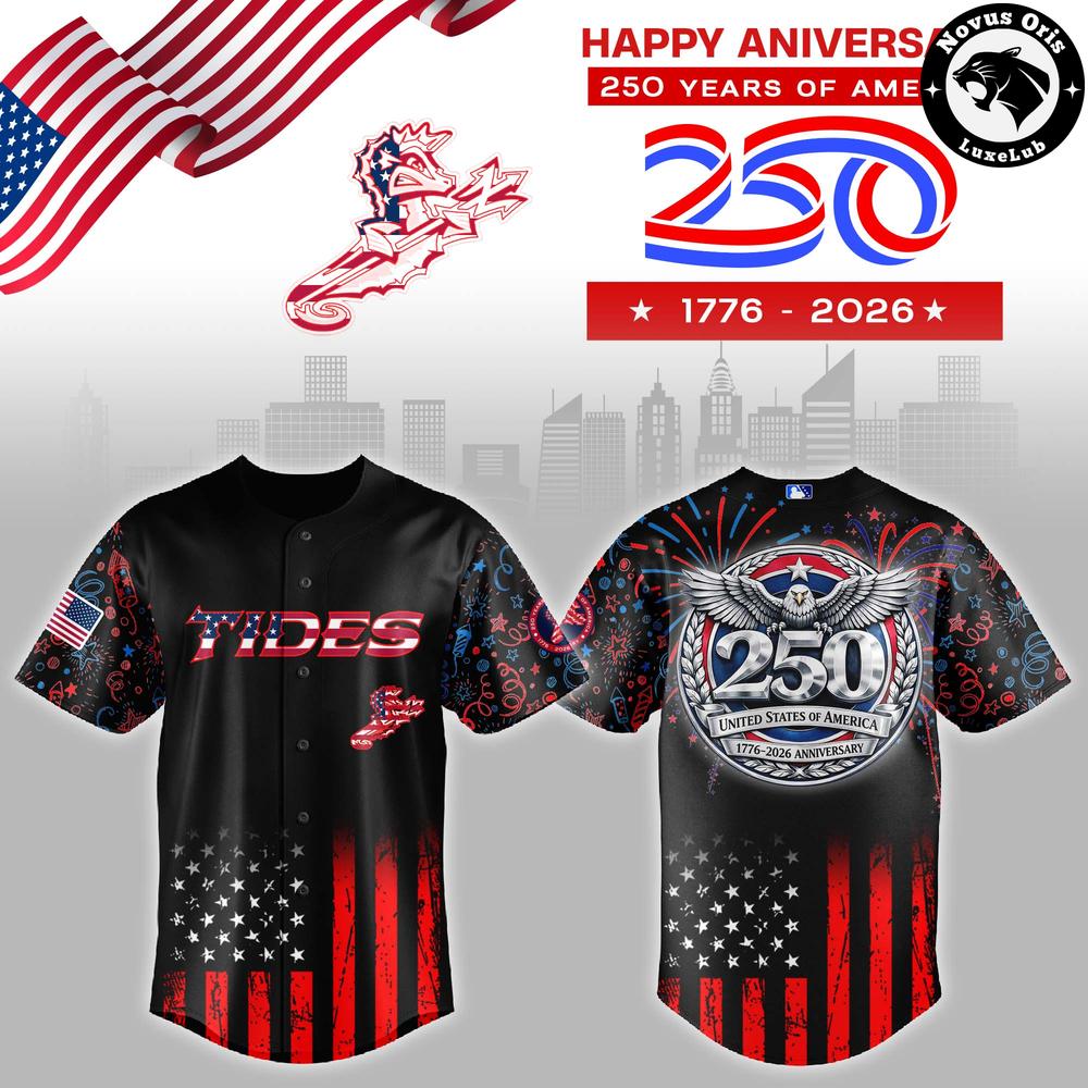 Norfolk Tides 250th Anniversary USA Limited Edition Baseball Jersey 1 - Unicasport Norfolk Tides 250th Anniversary USA Limited Edition Baseball Jersey