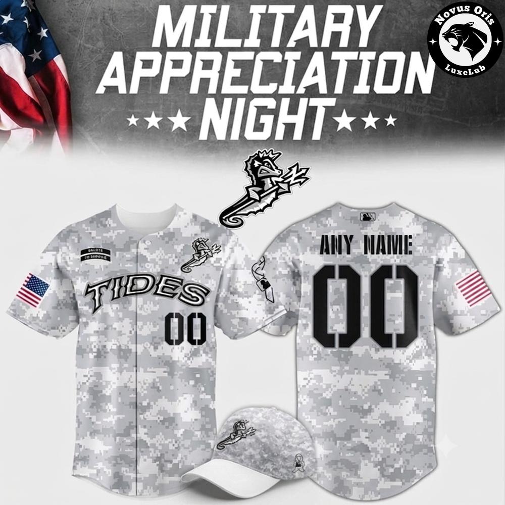 Norfolk Tides Military Appreciation Night Custom Camo Baseball Jersey 1 - Unicasport Norfolk Tides Military Appreciation Night Custom Camo Baseball Jersey