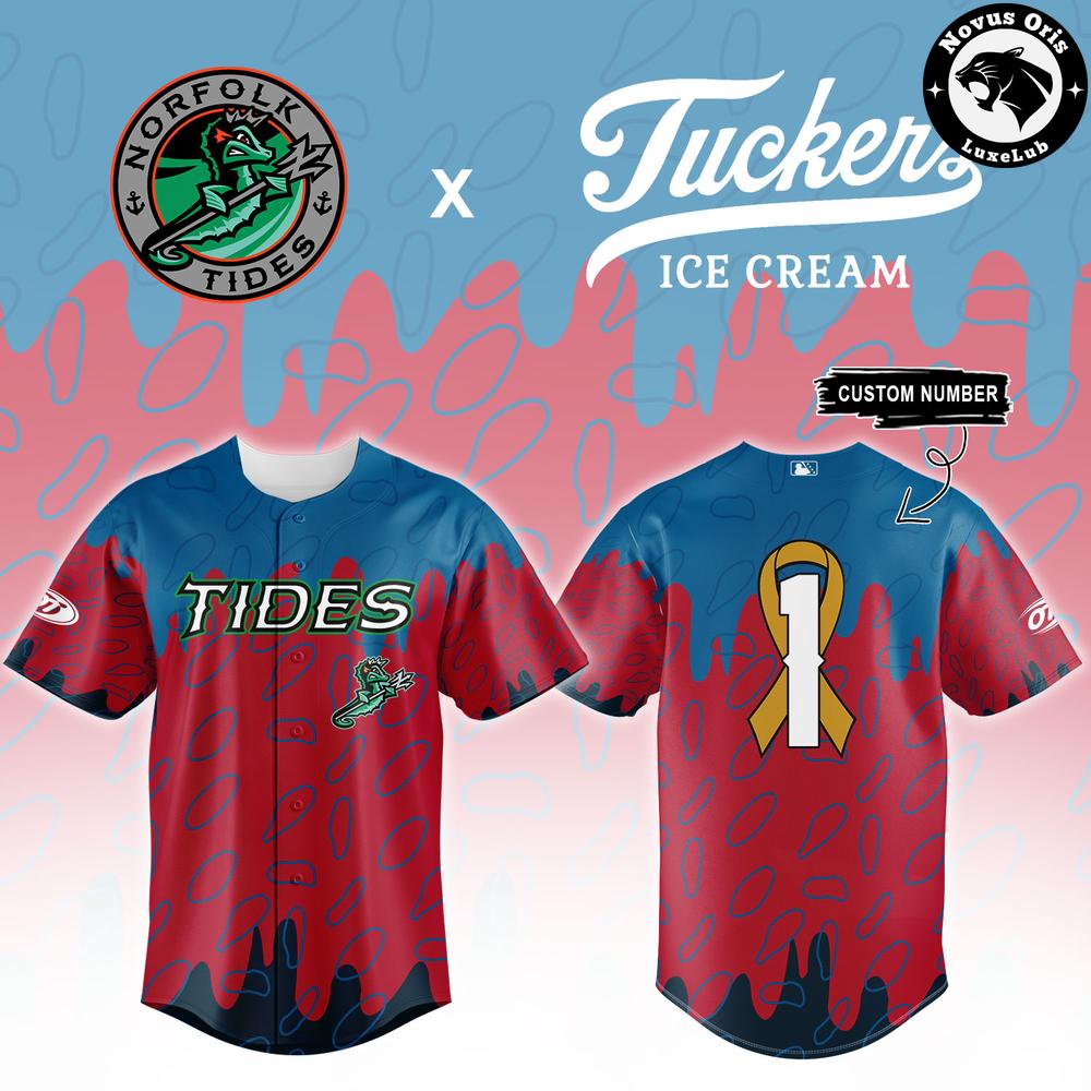 Norfolk Tides x Tucker’s Ice Cream Custom Number Edition Baseball Jersey 1 - Unicasport Norfolk Tides x Tucker’s Ice Cream Custom Number Edition Baseball Jersey