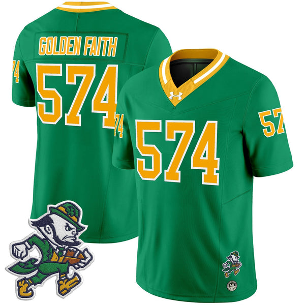 Notre Dame Fighting Irish Golden Faith 574 Green Gold Football Jersey Game Day Collection 1 - Unicasport Notre Dame Fighting Irish Golden Faith 574 Green Gold Football Jersey Game Day Collection