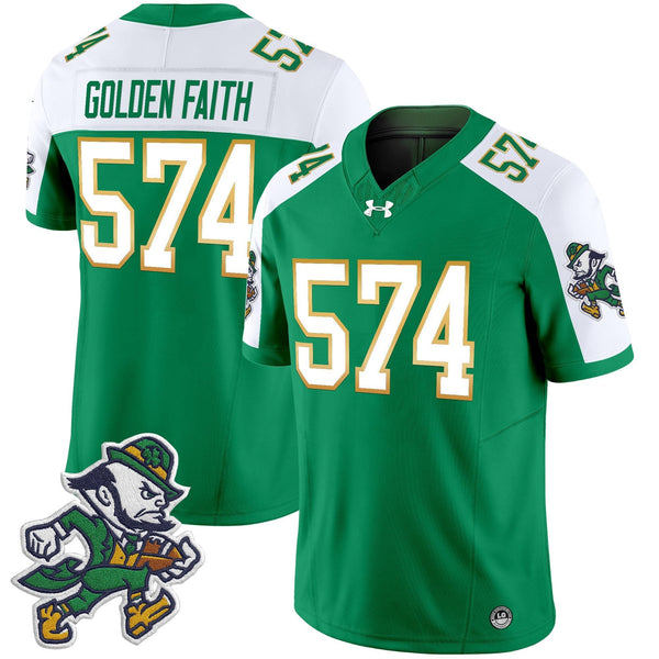 Notre Dame Fighting Irish Golden Faith 574 Green White Football Jersey Fan Jersey Collection 1 - Unicasport Notre Dame Fighting Irish Golden Faith 574 Green White Football Jersey Fan Jersey Collection