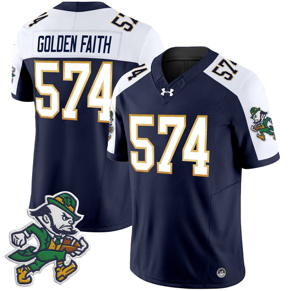 Notre Dame Fighting Irish Golden Faith 574 Navy White Football Jersey Supporter Collection 1 - Unicasport Notre Dame Fighting Irish Golden Faith 574 Navy White Football Jersey Supporter Collection