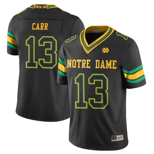 Notre Dame Fighting Irish CJ Carr 13 Shamrock Series Black Green Football Jersey College Football Collection