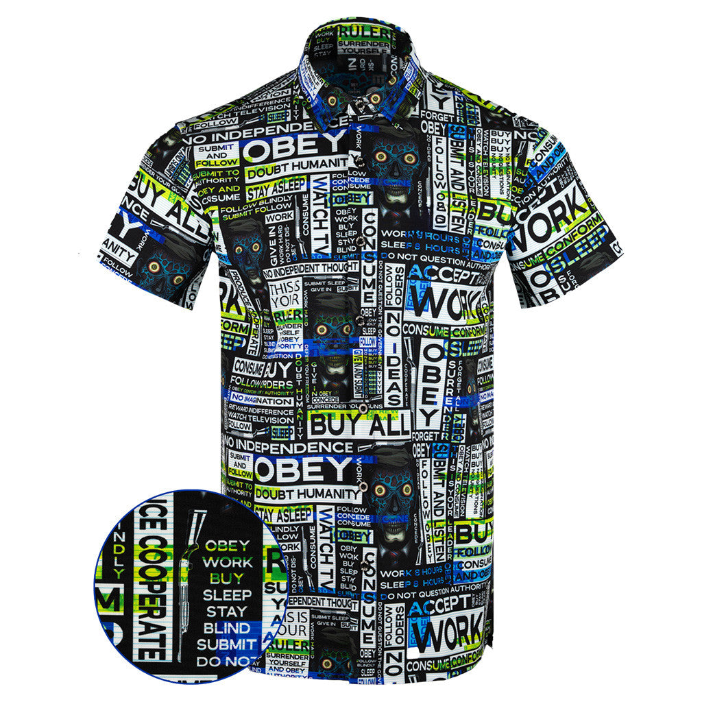 Obey And Consume Button Down Shirt Tactical Hawaiian Shirt Xmas Gifts For Son