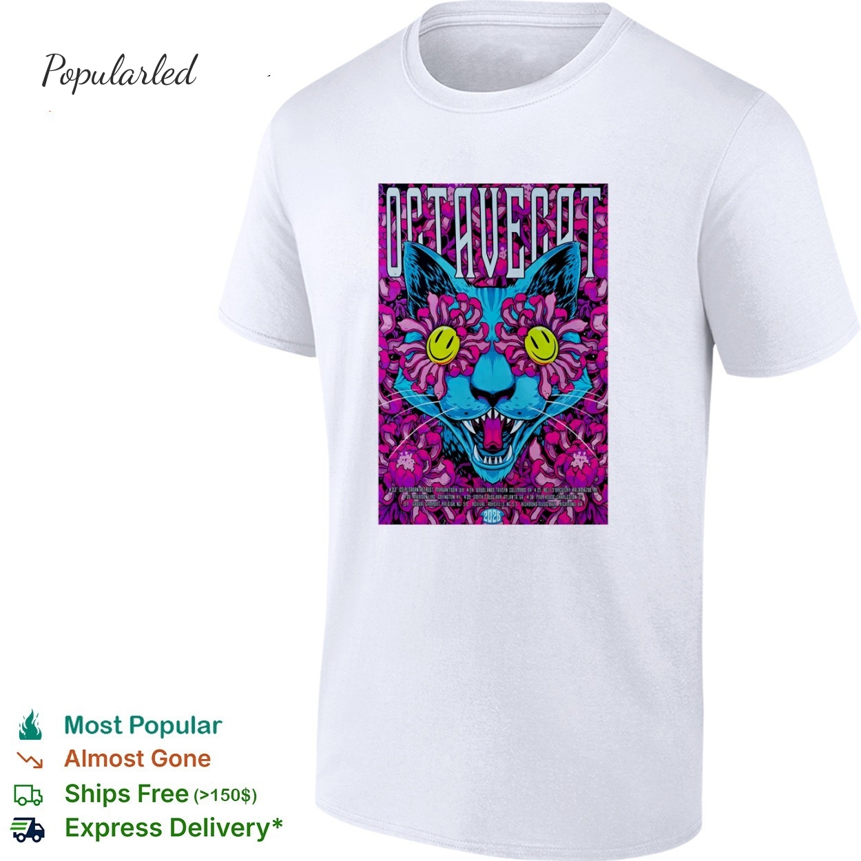Octave Cat Psychedelic Spring 2026 Tour Poster shirt