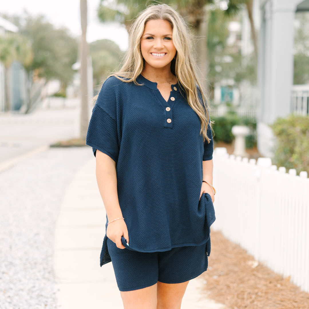 Off In Paradise Sweater Set, Navy 9 Off In Paradise Sweater Set, Navy - Image 9