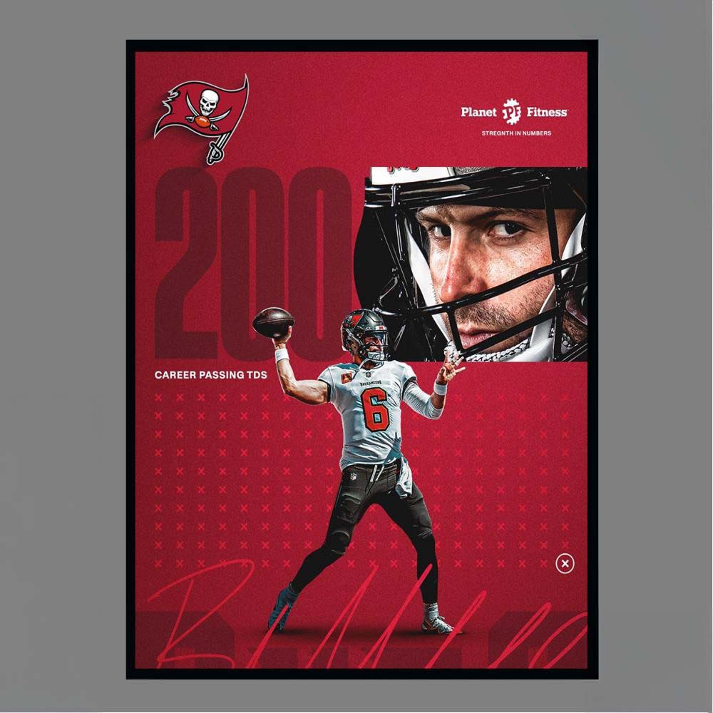 Official Baker Mayfield Tampa Bay Buccaneers 200 Career Passing TDs Poster