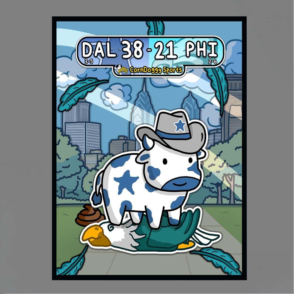 Official CornDoggy Sports DAL 3821 PHI Dallas Cowboys vs Philadelphia Eagles Poster