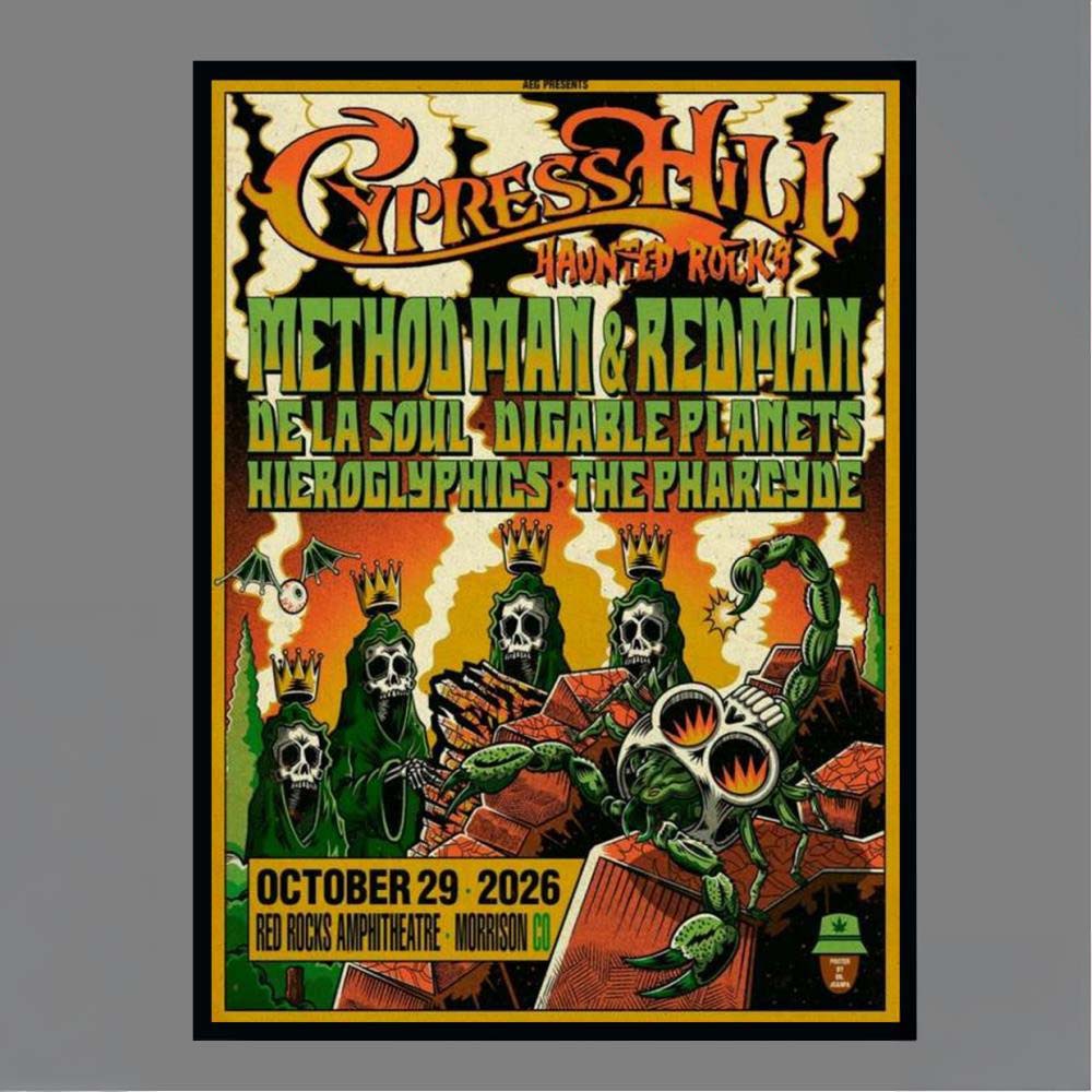 Official Cypress Hill Haunted Rocks Method Man Redman Red Rocks Amphitheatre Morrison CO October 29 2026 Concert Poster