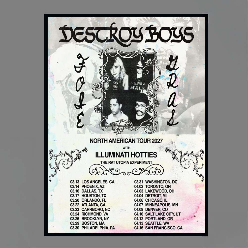 Official Destroy Boys North American Tour 2027 Concert Poster