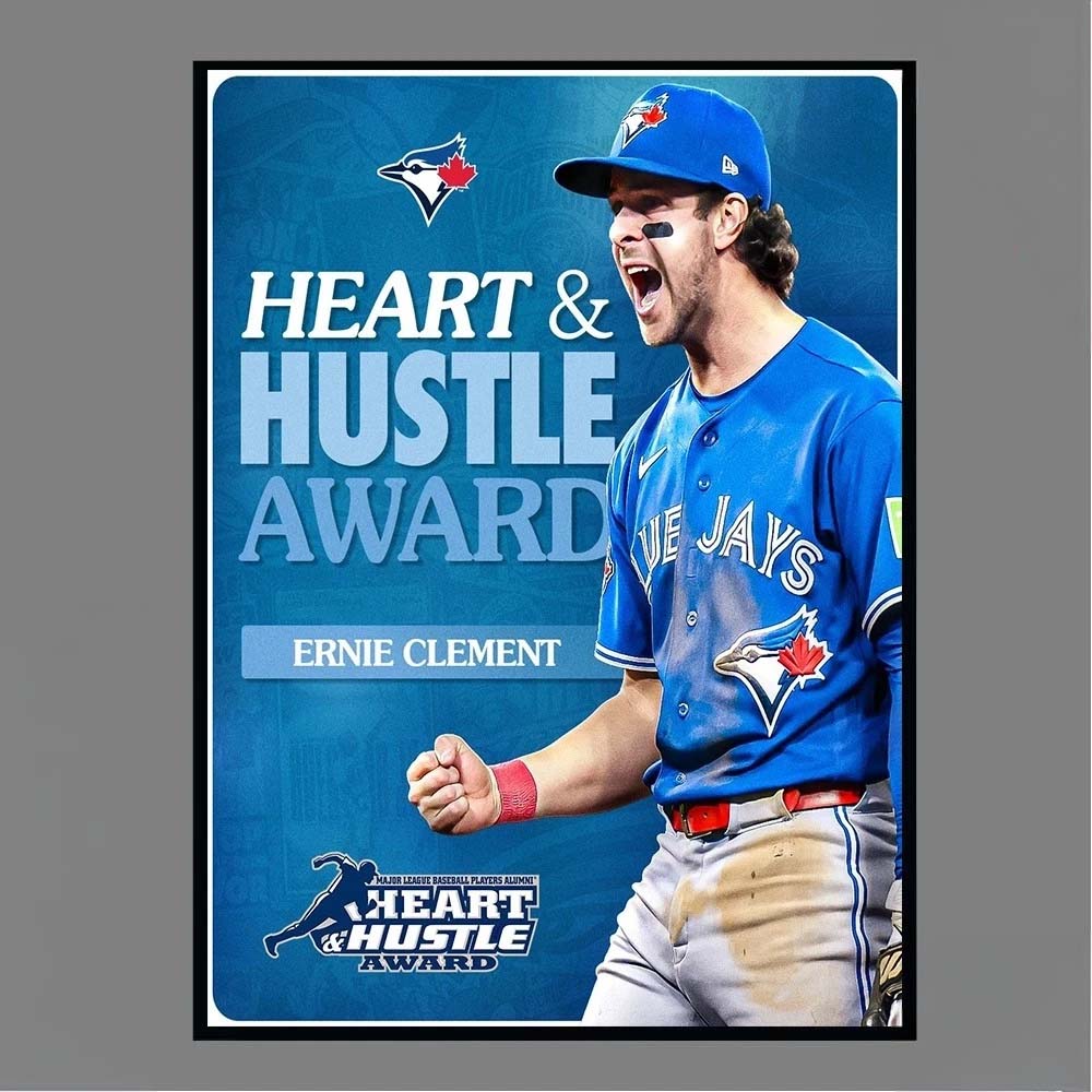 Official Ernie Clement Toronto Blue Jays Heart Hustle Award Poster