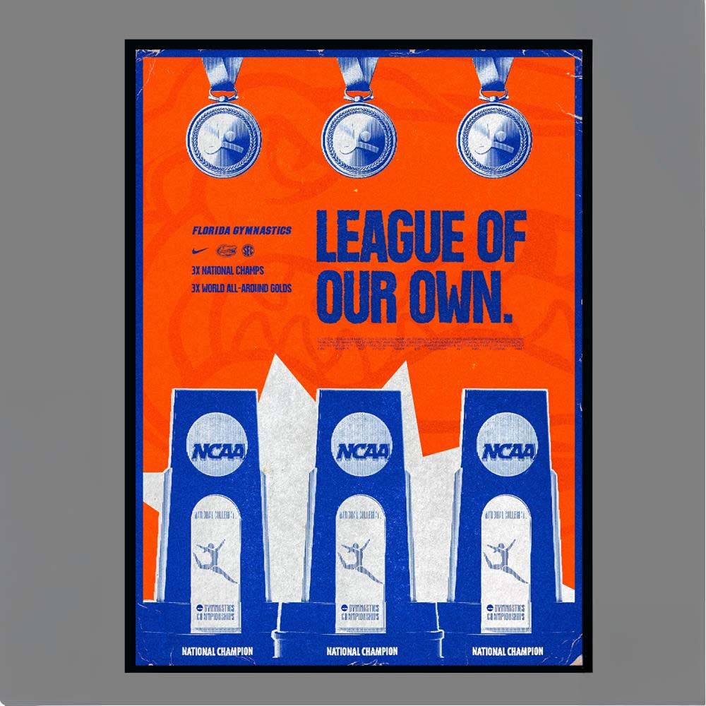 Official Florida Gators Gymnastics League Of Our Own 3x National Champions Poster
