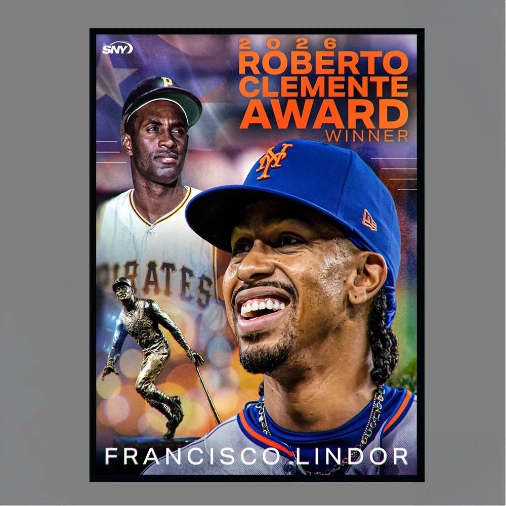 Official Francisco Lindor 2026 Roberto Clemente Award Winner Poster