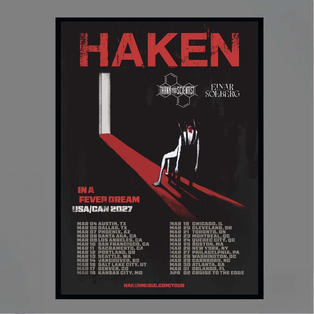 Official Haken In A Fever Dream USA CAN Tour 2027 Poster