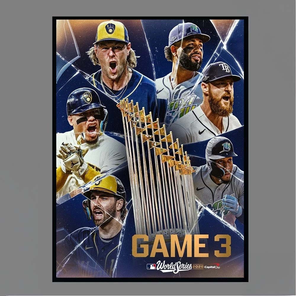 Official Milwaukee Brewers Vs Tampa Bay Rays 2026 MLB World Series Game 3 Poster