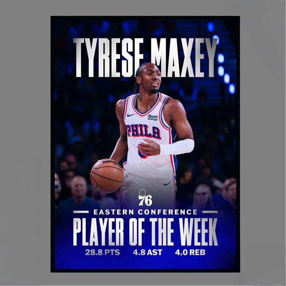 Official Tyrese Maxey Philadelphia 76ers NBA Eastern Conference Player Of The Week Poster