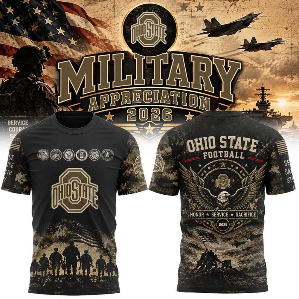 Ohio State Buckeyes Military Appreciation 2026 Camo American Eagle Graphic T Shirt