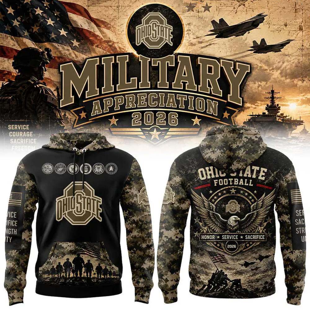 Ohio State Buckeyes Military Appreciation 2026 Camo Honor Service Pullover Hoodie