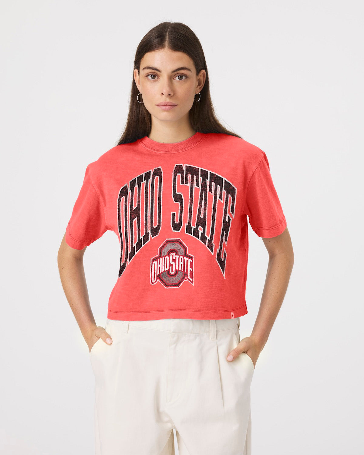 Ohio State Buckeyes Mindi Heavy  Slub Crop T-Shirt Womens