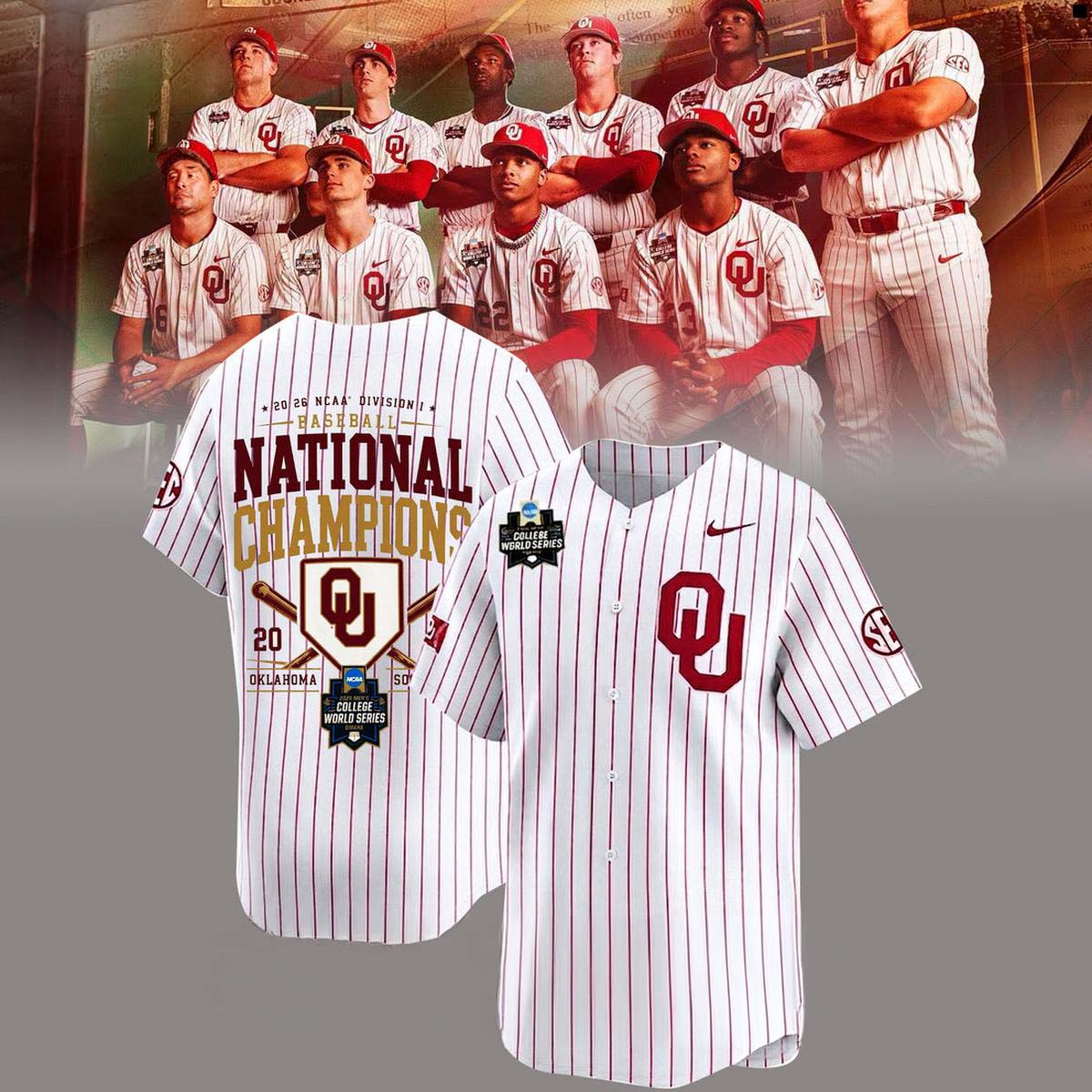Oklahoma Baseball 2026 NCAA National Champions Baseball Jersey - Best Gift for Fans