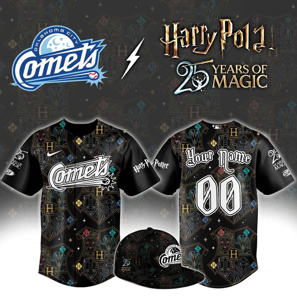 Oklahoma City Comets x Harry Potter Night Black Custom Baseball Jersey - Best Gift for Fans