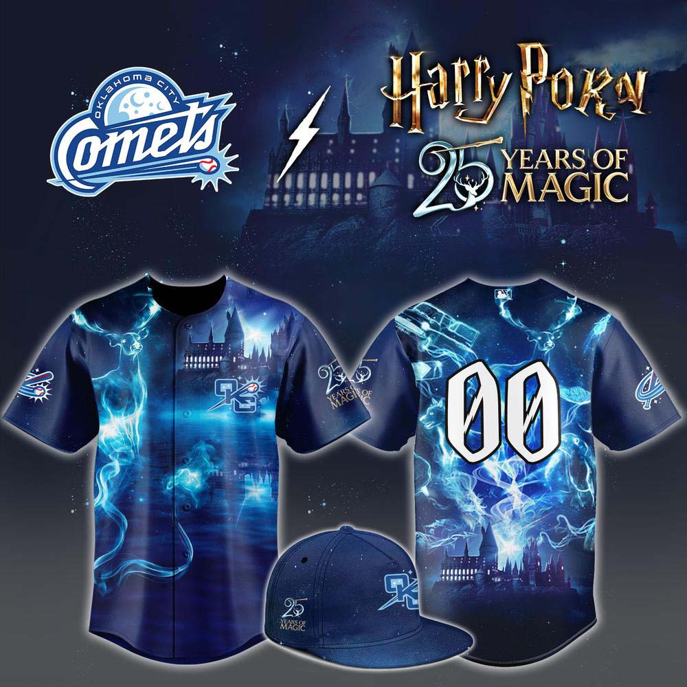 Oklahoma City Comets x Harry Potter Night Blue Custom Baseball Jersey - Best Gift for Fans