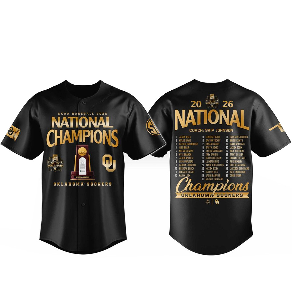 Oklahoma Sooners 2026 National Champions Roster Baseball Jersey