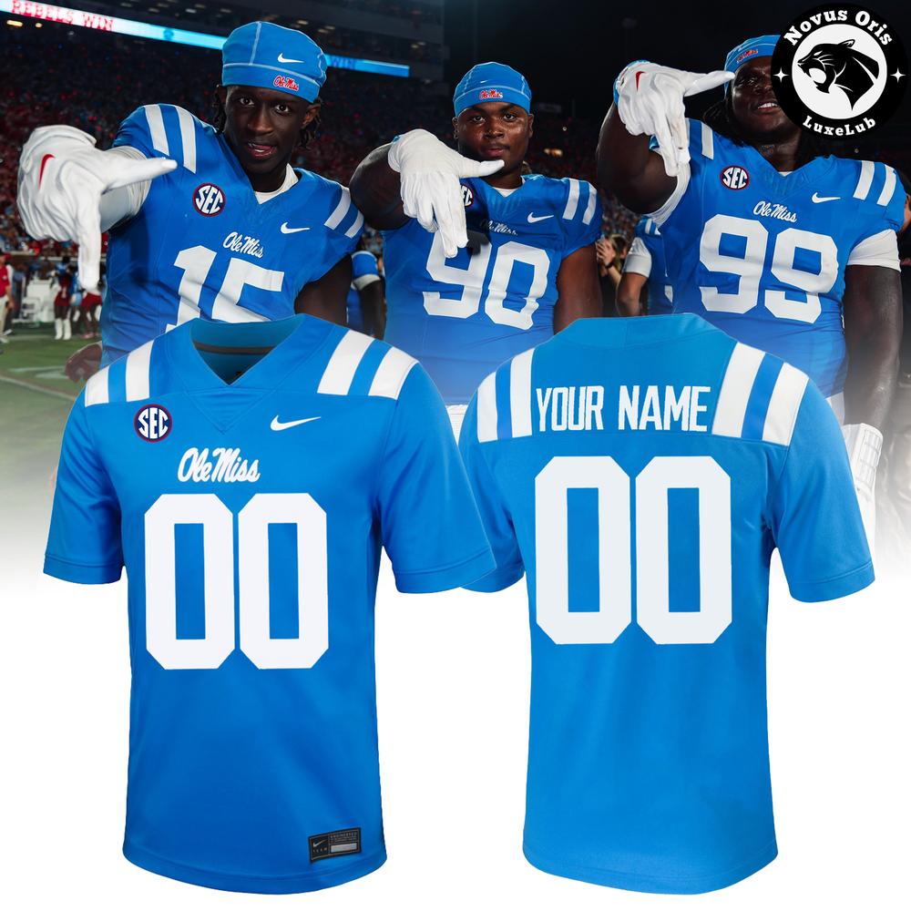 Ole Miss Rebels Custom Powder Blue Football Jersey 1 - Unicasport Ole Miss Rebels Custom Powder Blue Football Jersey