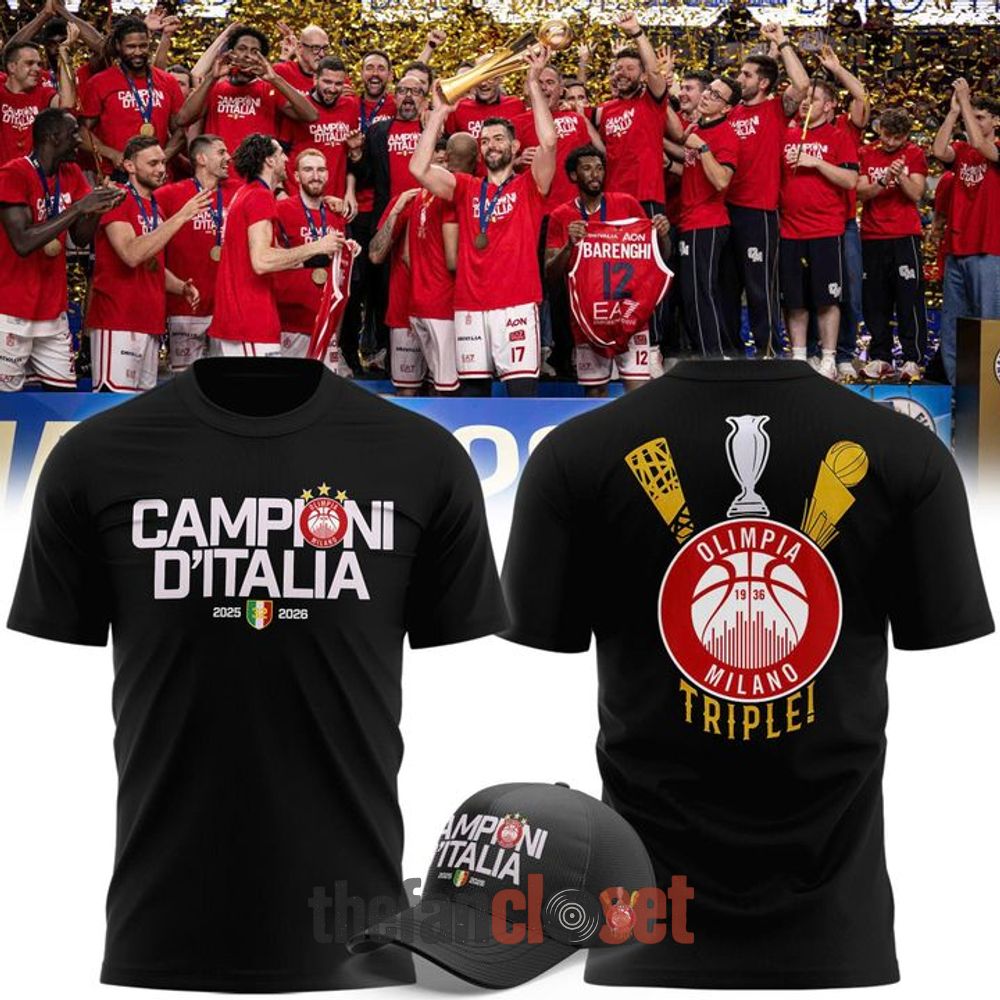 Olimpia Milano 2026 Italian Champions Black Shirt