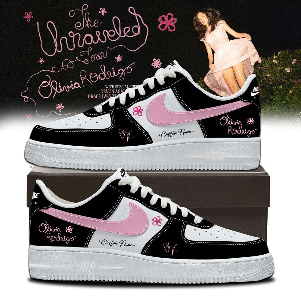 Olivia Rodrigo The Unraveled Tour 2026 Black Pink Air Force 1 Sneakers - Best Gift for Fans