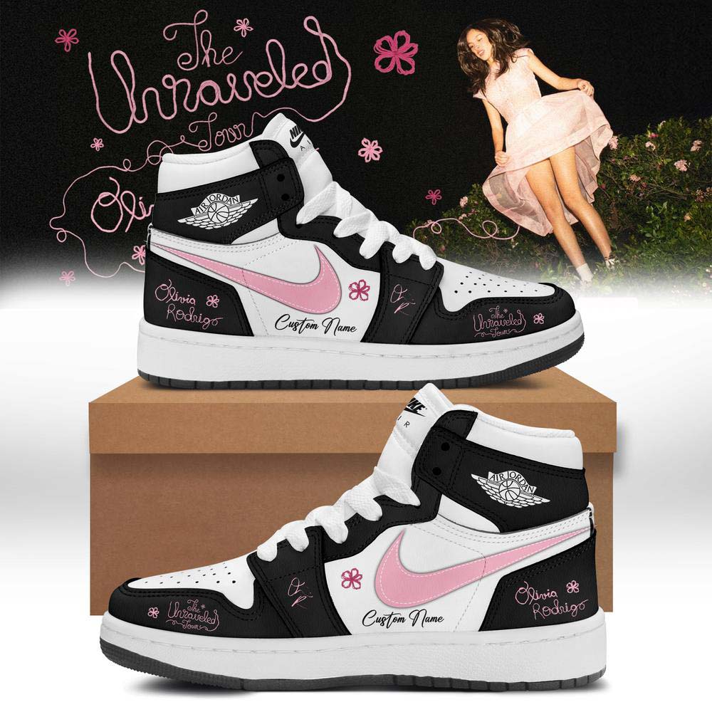 Olivia Rodrigo The Unraveled Tour 2026 Black Pink Air Jordan 1 Sneakers - Best Gift for Fans