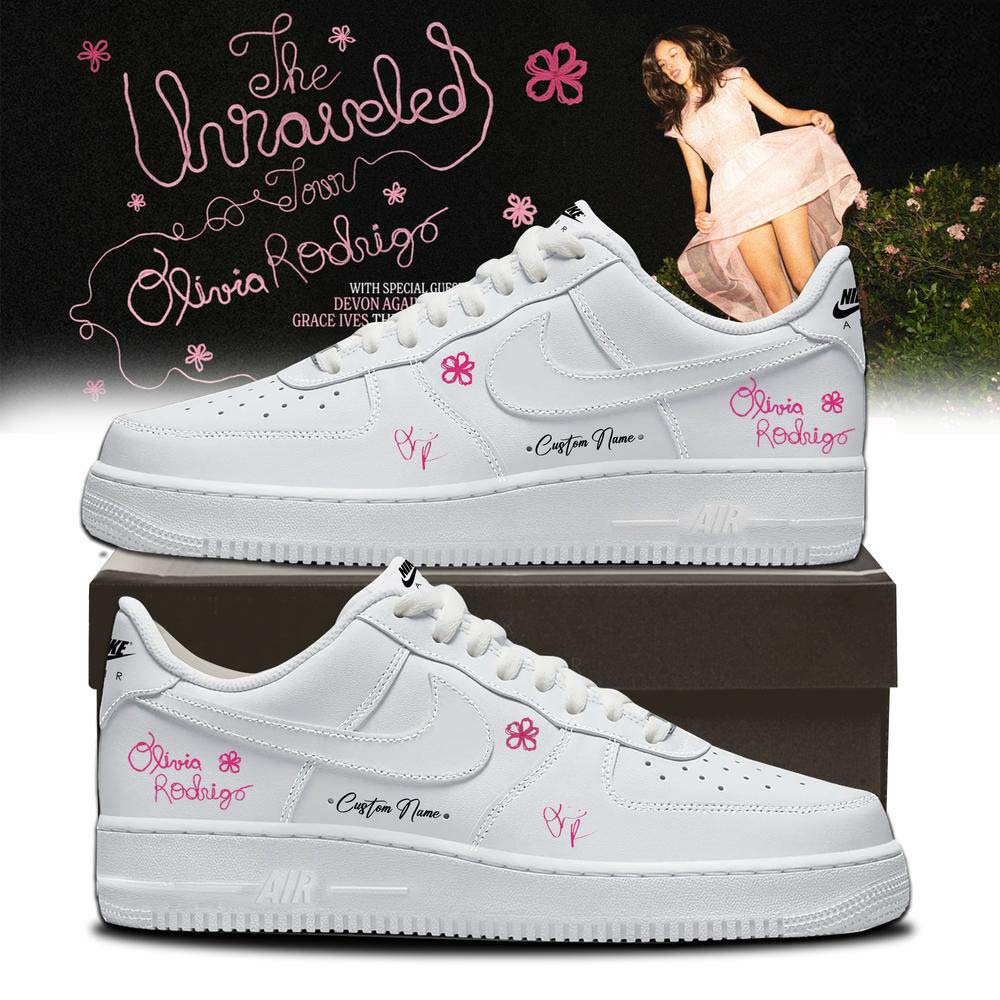 Olivia Rodrigo The Unraveled Tour 2026 White Air Force 1 Sneakers - Best Gift for Fans