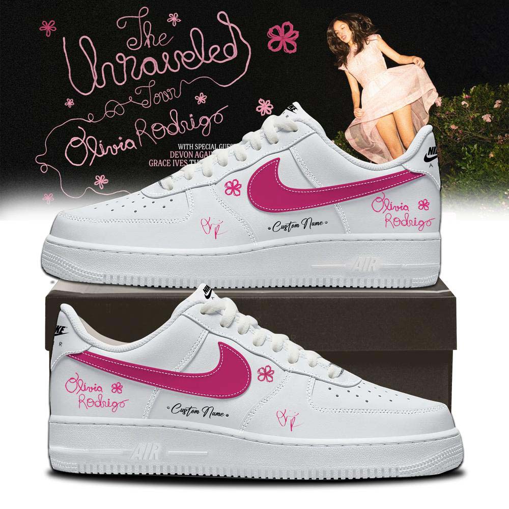 Olivia Rodrigo The Unraveled Tour 2026 White Pink Air Force 1 Sneakers - Best Gift for Fans