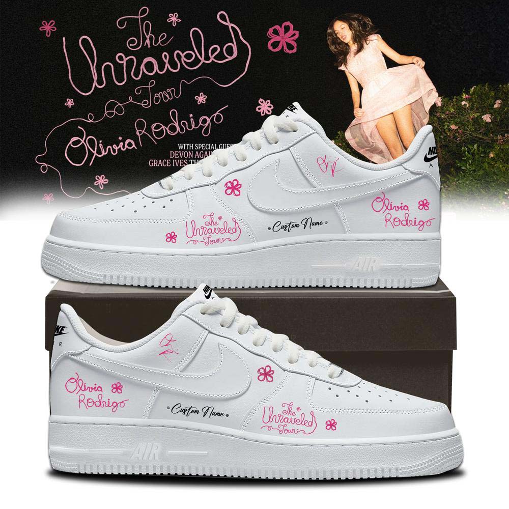 Olivia Rodrigo The Unraveled Tour 2026 White Pink Signature Sneakers - Best Gift for Fans