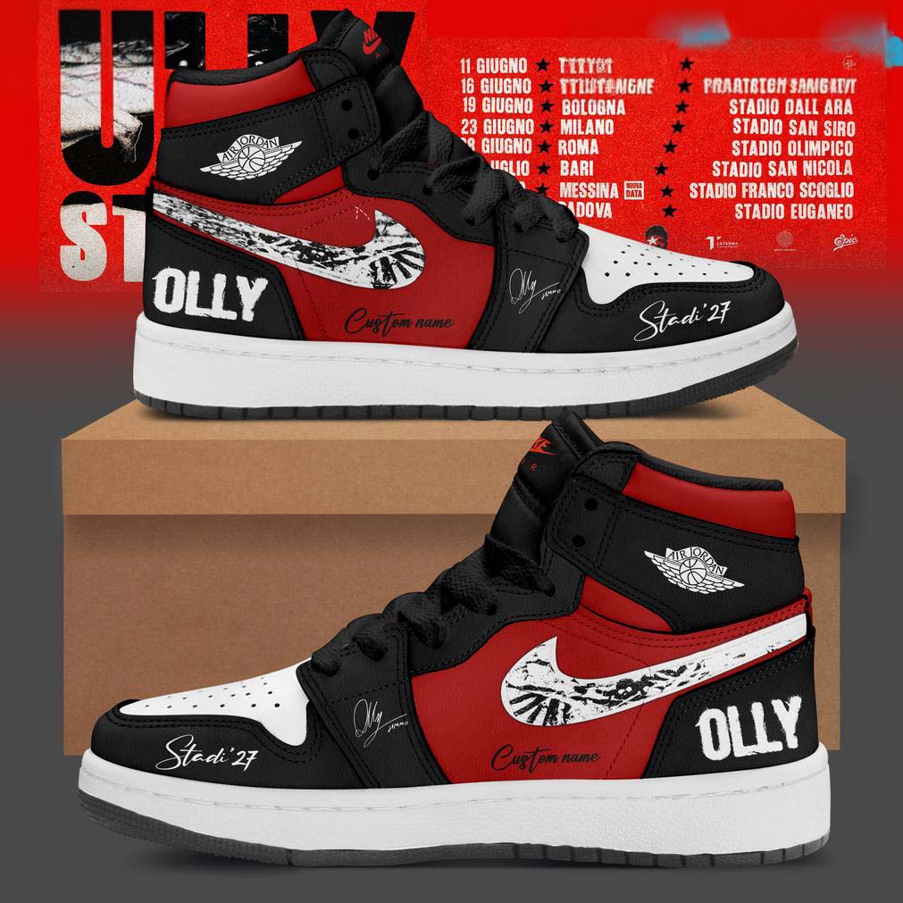 Air Jordan 1 Black Red Sneakers Olly Stadi 27