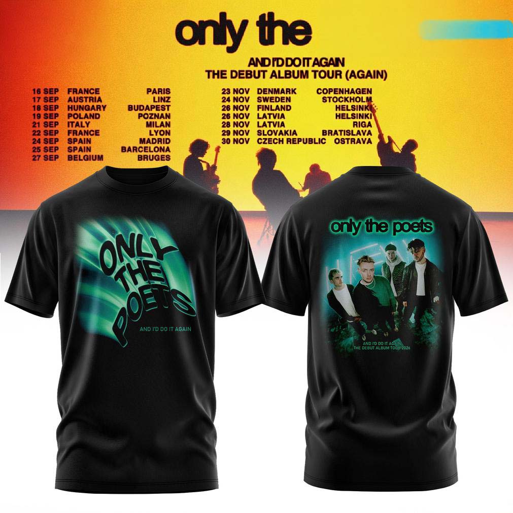 Only The Poets Black and Teal Concert Fan T Shirt