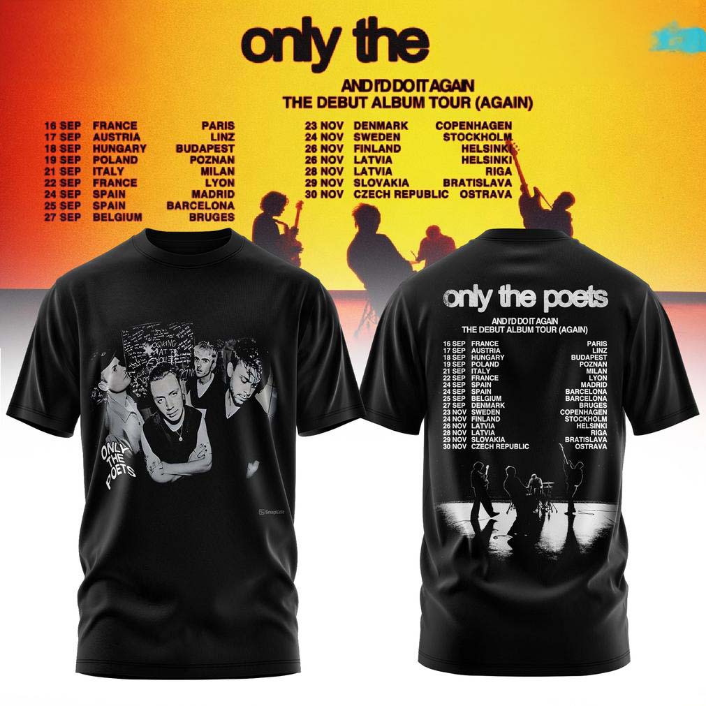 Only The Poets Black Debut Album Tour T Shirt