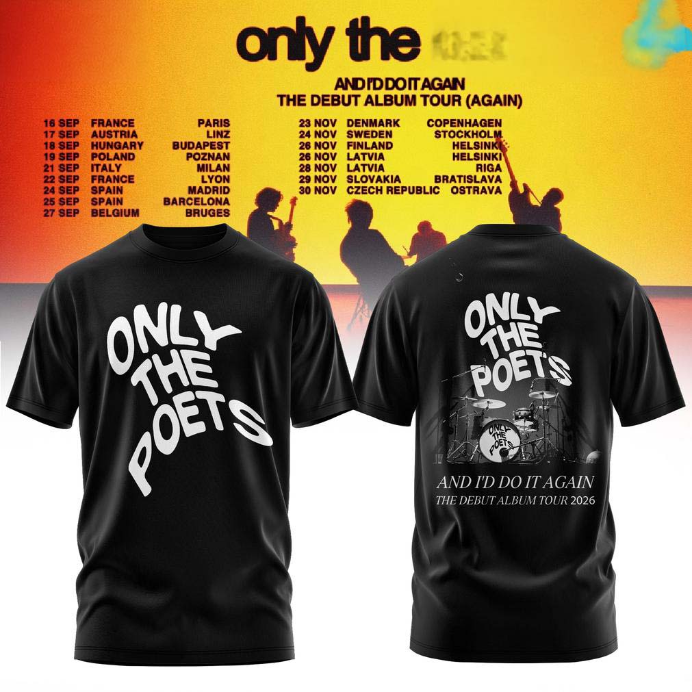 Only The Poets Black Logo Graphic Tour T Shirt