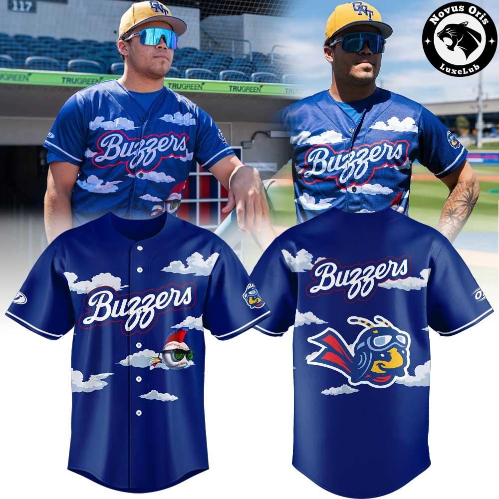 Ontario Tower Buzzers Bee Mascot Sky Cloud Graphic Baseball Jersey 1 - Unicasport Ontario Tower Buzzers Bee Mascot Sky Cloud Graphic Baseball Jersey