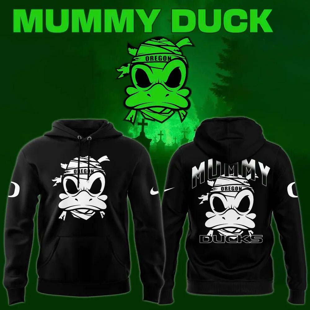Oregon Ducks Mummy Ducks Halloween 2026 Black White Mummy Mascot Hoodie