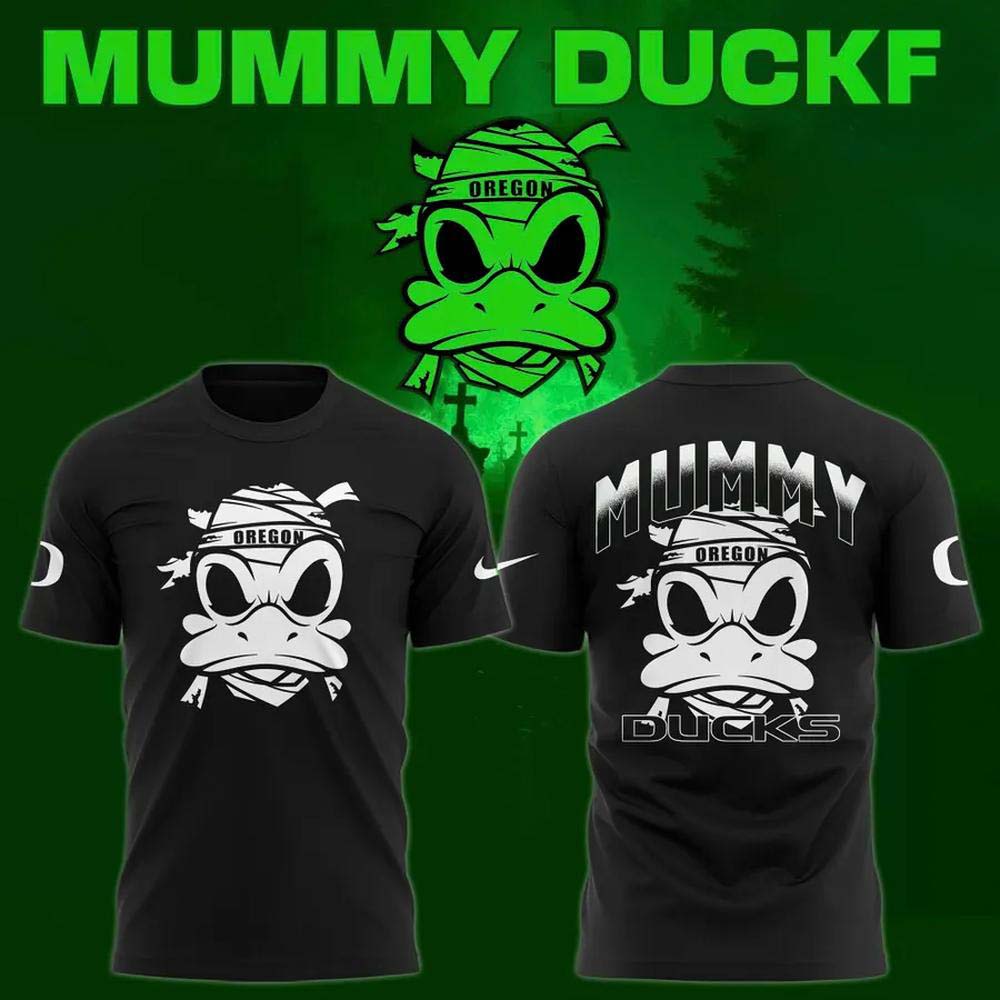 Oregon Ducks Mummy Ducks Halloween 2026 Black White Mummy Mascot T Shirt