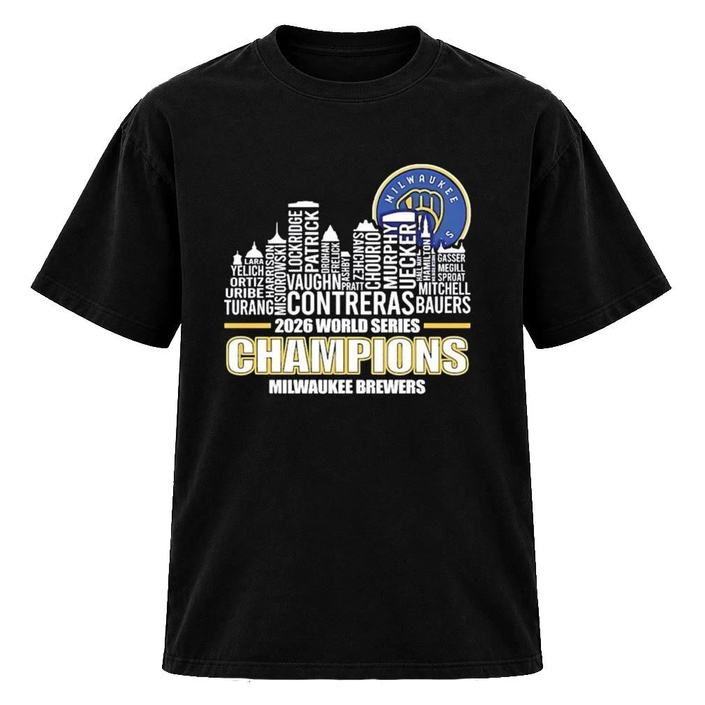 Original Official Milwaukee Brewers 2026 World Series Champions Roster Skyline TShirt