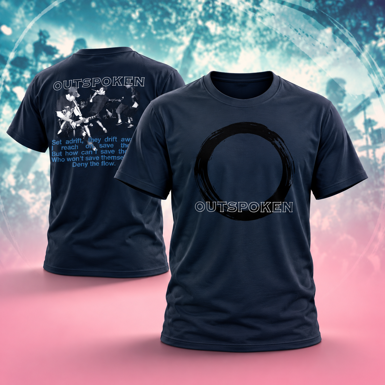 Outspoken The Current Circle Logo Band Concert TShirt