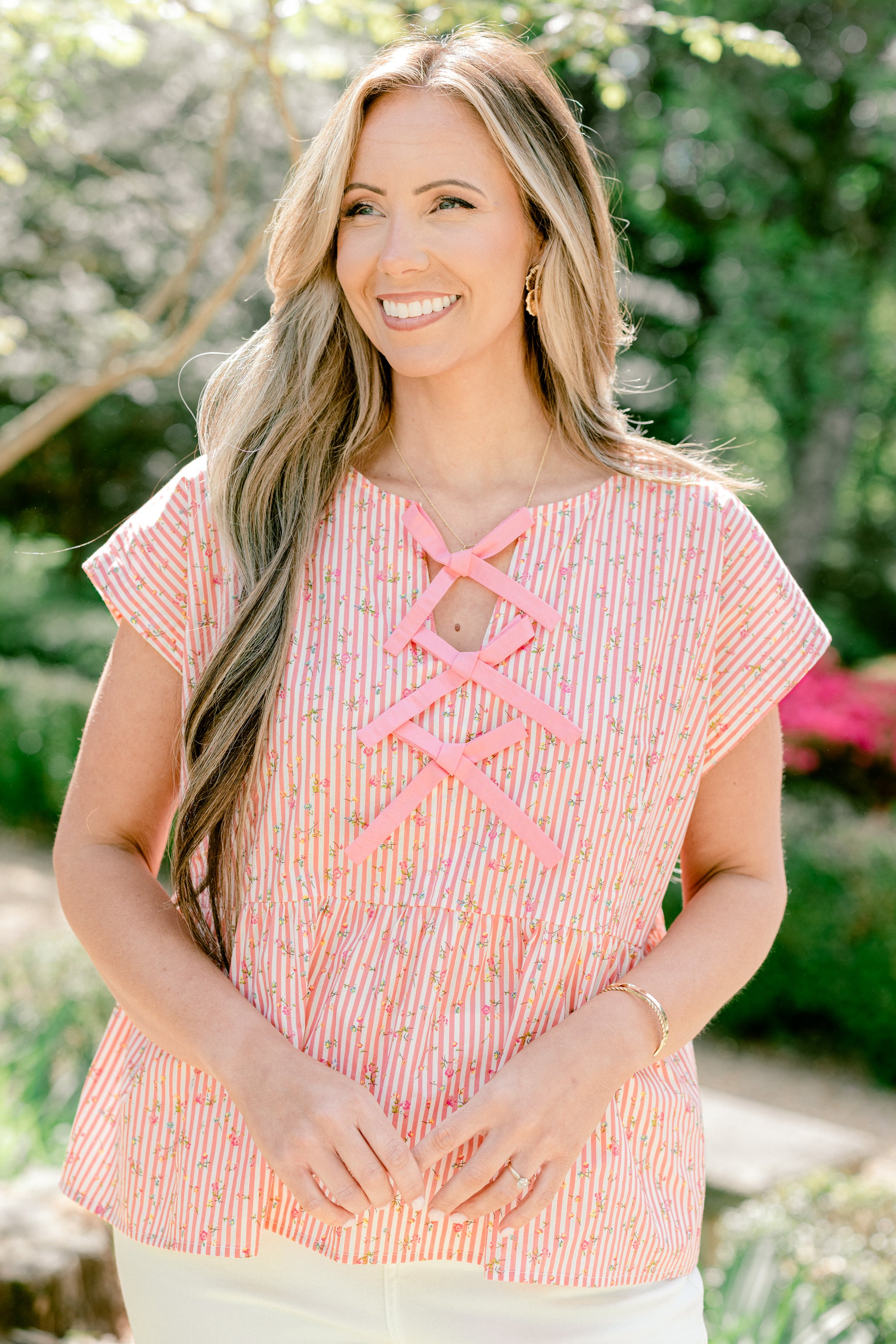 Over The Water Top, Pink Stripe