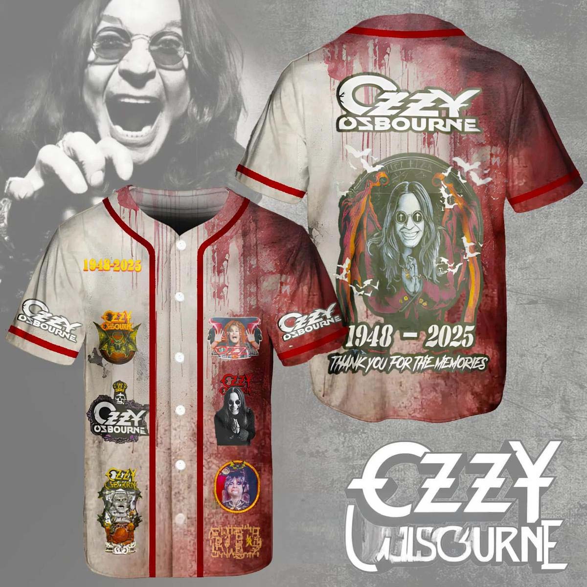 Ozzy Osbourne 1948-2025 Thank You For The Memories Tribute Baseball Jersey - Best Gift for Fans
