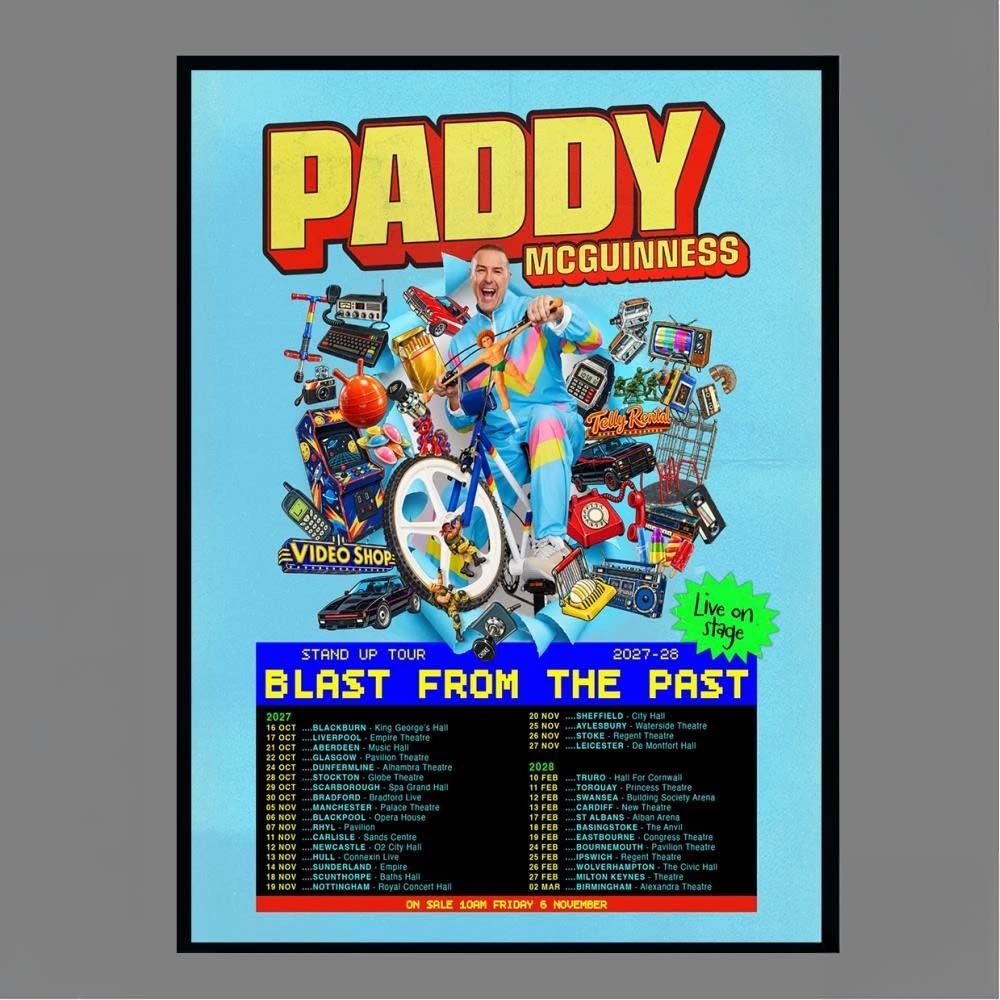 Paddy McGuinness Blast From The Past Stand Up Tour 202728 Blackburn Liverpool Glasgow Sheffield Birmingham Live On Stage Wall Art Print Poster