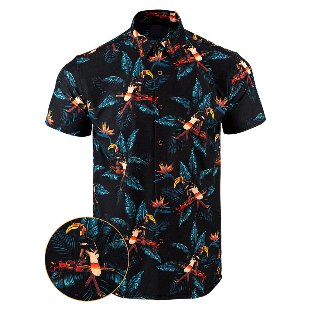 Perched Black Button Down Shirt Outdoor Hawaiian Tactical Shirt Gifts For Father In Law