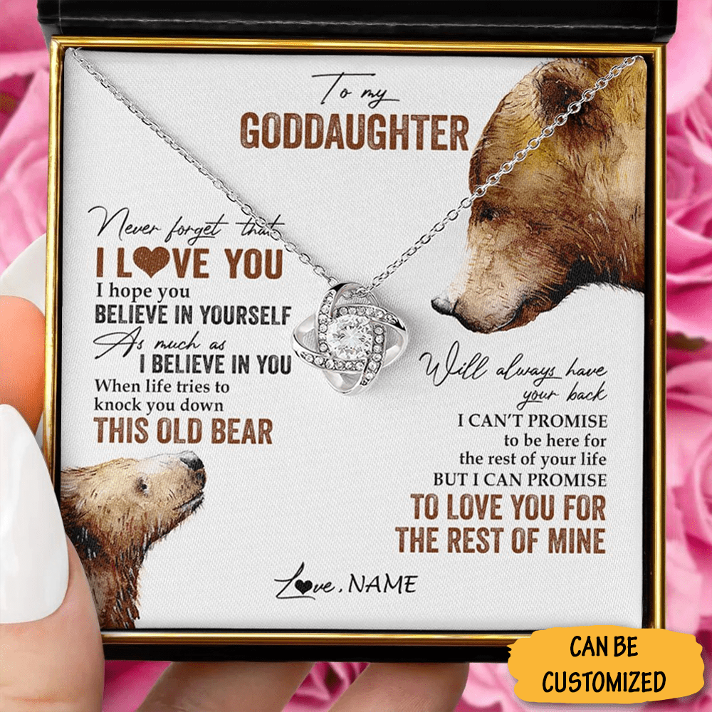Personalized Bear To My Goddaughter Necklace Love Knot Necklace With Message Goddaughter Jewelry Gifts 1 1 Personalized Bear To My Goddaughter Necklace Love Knot Necklace With Message Goddaughter Jewelry Gifts 1