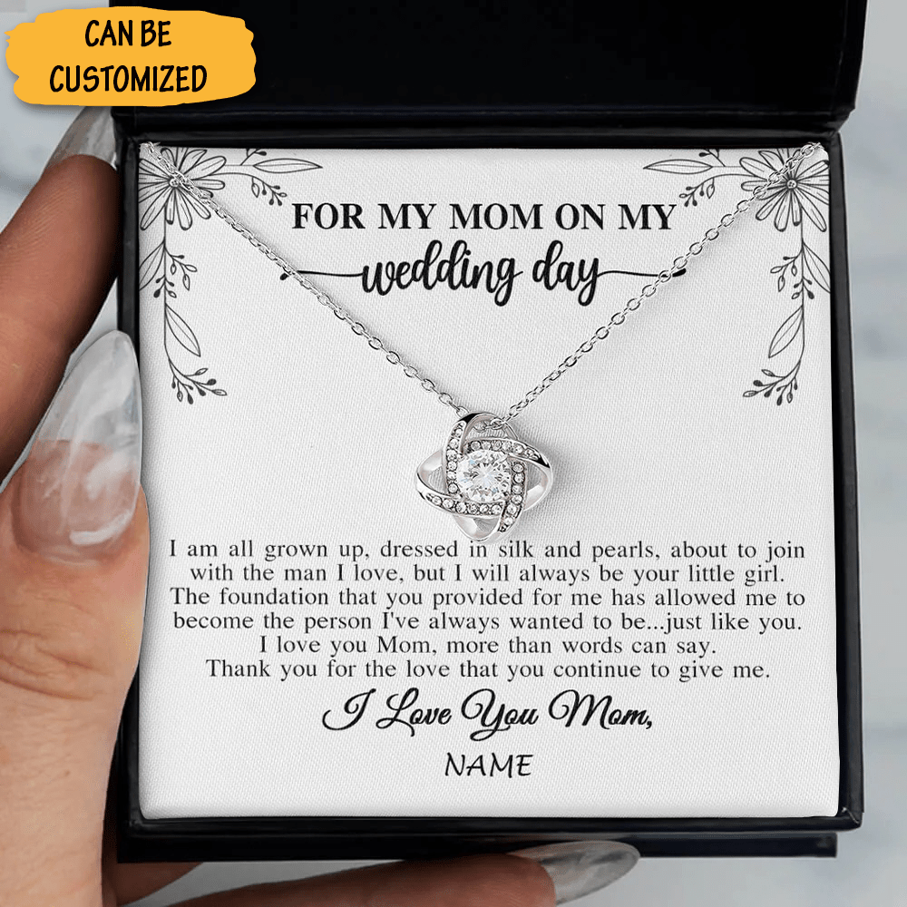 Personalized For My Mom On My Wedding Day Necklace Love Knot Silver Necklace Wedding Gifts For Your Mom 1 1 Personalized For My Mom On My Wedding Day Necklace Love Knot Silver Necklace Wedding Gifts For Your Mom 1